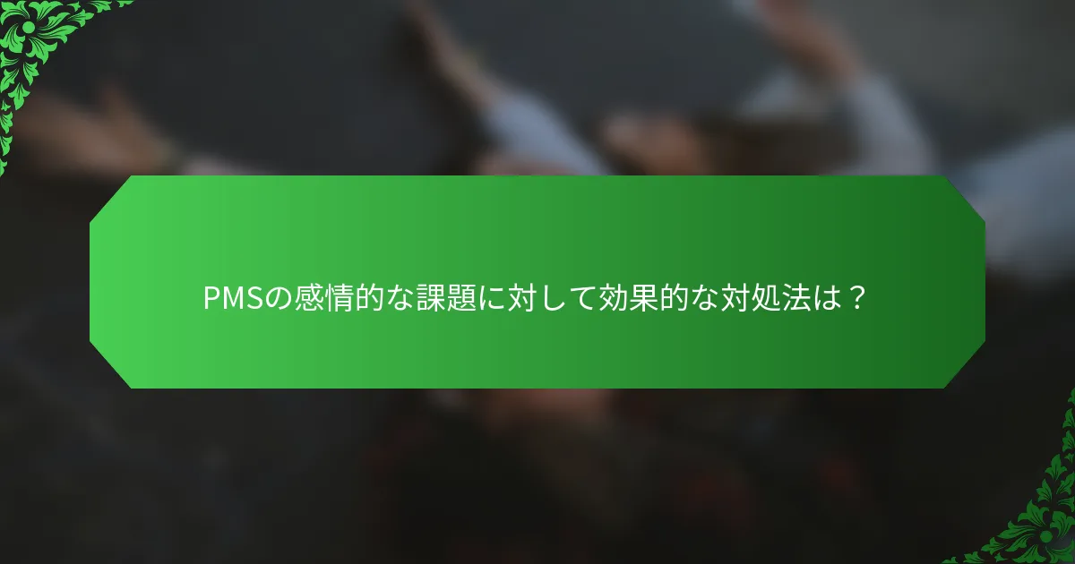 PMSの感情的な課題に対して効果的な対処法は？